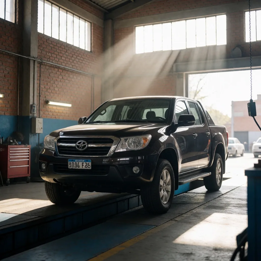 Pickup estacionada en bahía de servicio industrial
